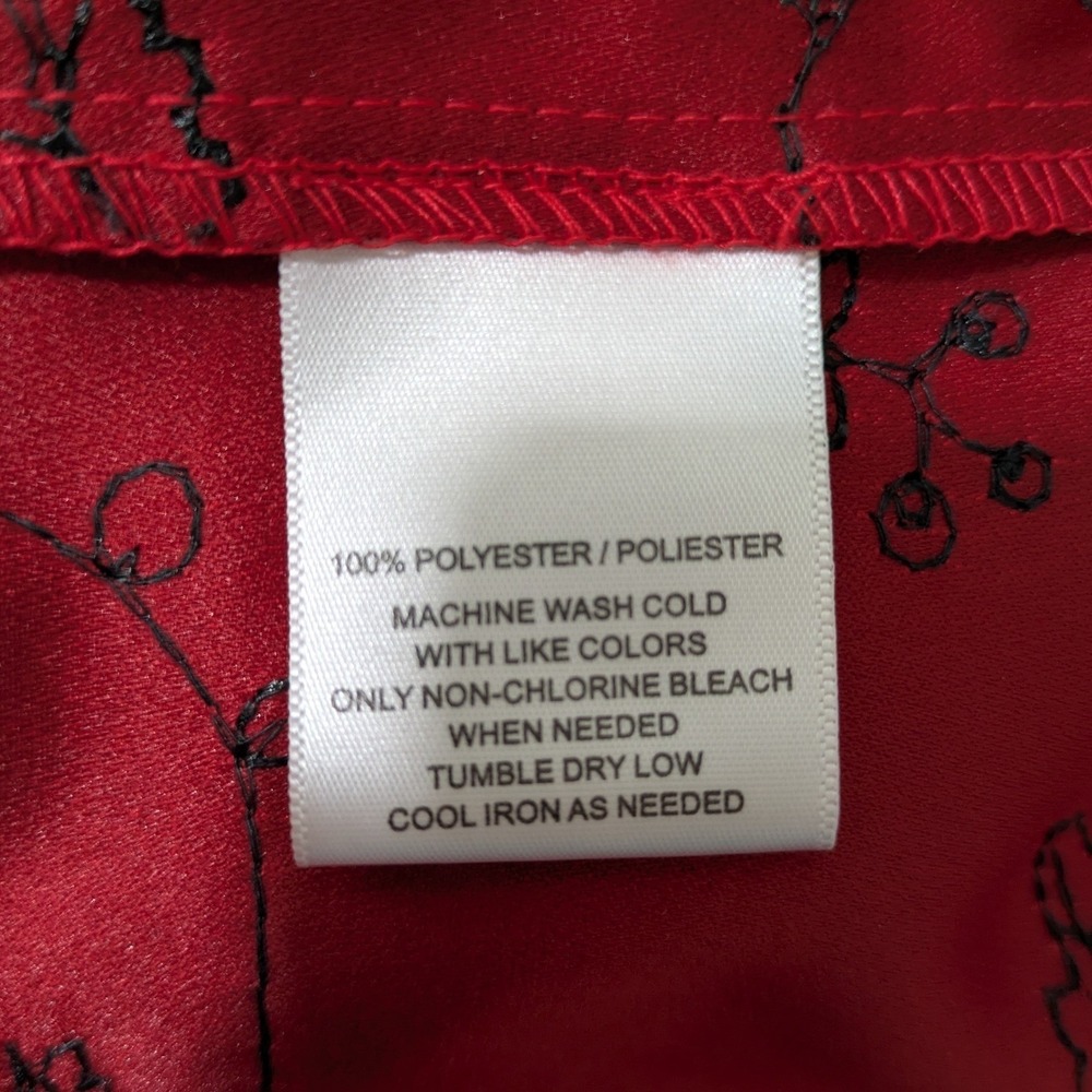Sag Harbor Red Faux Suede Floral Embroidered 3/4 Sleeve Button Down Size 1X - Picture 9 of 9